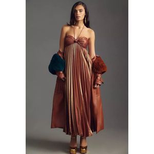 Anthropologie Plissé Halter Dress